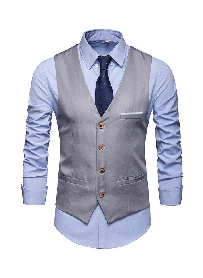 KUYING New Men's British Fashion Slim Fit Suit Vest  - Image 1