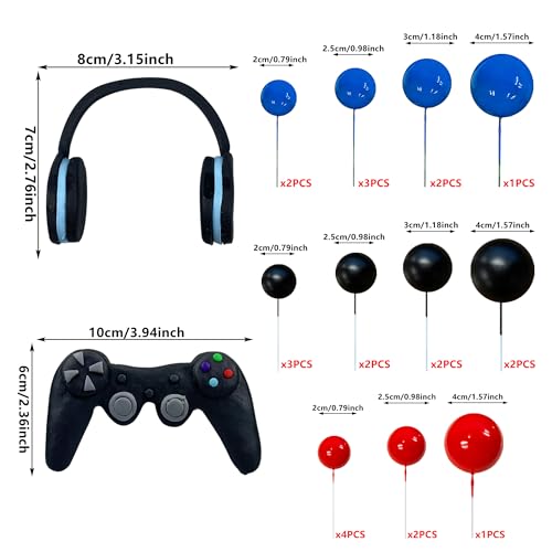 TOSPARTY 26 PCS Video game themes Cake Toppers Headset Cake Decoration Ball Controller Cake Decoration for Birthday Party Cake Decoration Colour - Image 5