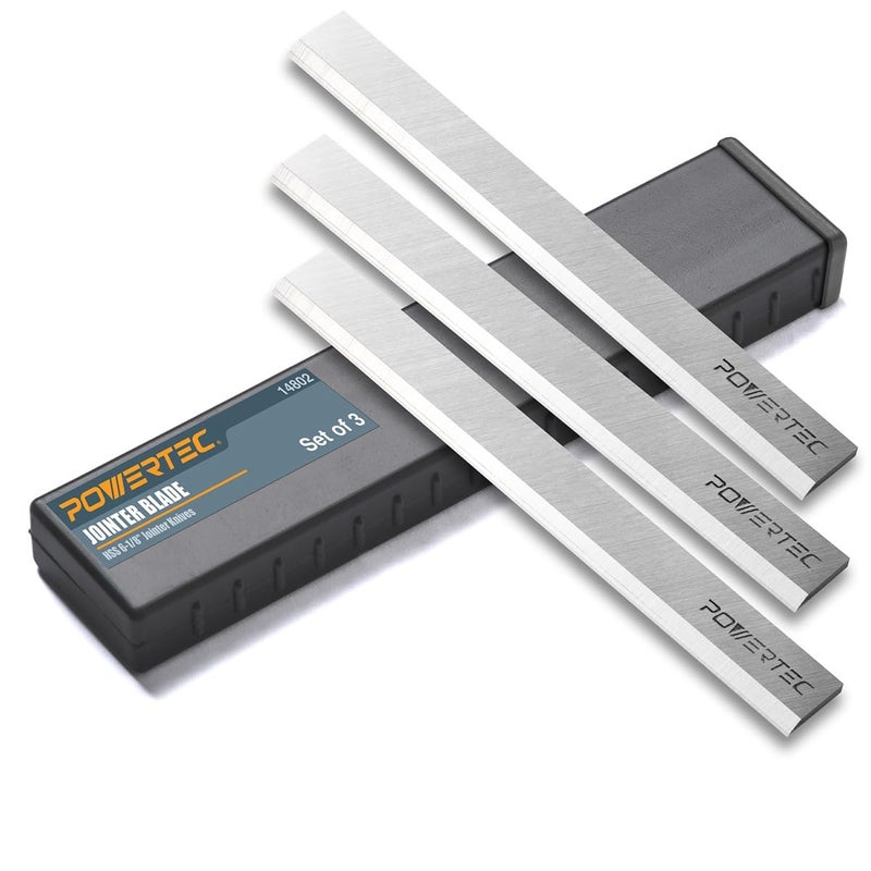 POWERTEC 6-1/8 Inch Jointer Blades for Ridgid JP06000, JP06101, JP0610 Jointer, Replacement for AC8600, JE08008 Jointer Knives, Set of 3 (148020) - Image 1