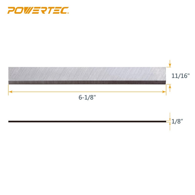 POWERTEC 6-1/8 Inch Jointer Blades for Ridgid JP06000, JP06101, JP0610 Jointer, Replacement for AC8600, JE08008 Jointer Knives, Set of 3 (148020) - Image 4