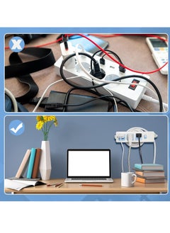 KASTWAVE Self Adhesive Power Strip Holder Power Socket Mounts with Wire Wrap Function, Plastic Power Bar Holder Power Strip Fixer for Router Computer Kitchen Home Office Cable Management 5 Pack  - Image 4