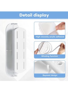 KASTWAVE Self Adhesive Power Strip Holder Power Socket Mounts with Wire Wrap Function, Plastic Power Bar Holder Power Strip Fixer for Router Computer Kitchen Home Office Cable Management 5 Pack  - Image 2