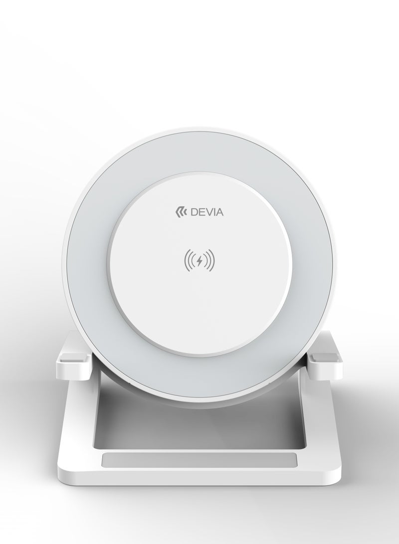 ديفيا مكبر صوت للشحن اللاسلكي لسطح المكتب بقوة 15 واط مصباح ليلي من ديفيا يتميز المكبر بمصباح ليلي مدمج، مما يتيح لك إضاءة غرفة نومك أو مكتبك بشكل مريح - Image 2