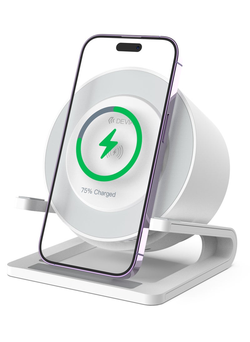 ديفيا مكبر صوت للشحن اللاسلكي لسطح المكتب بقوة 15 واط مصباح ليلي من ديفيا يتميز المكبر بمصباح ليلي مدمج، مما يتيح لك إضاءة غرفة نومك أو مكتبك بشكل مريح - Image 3