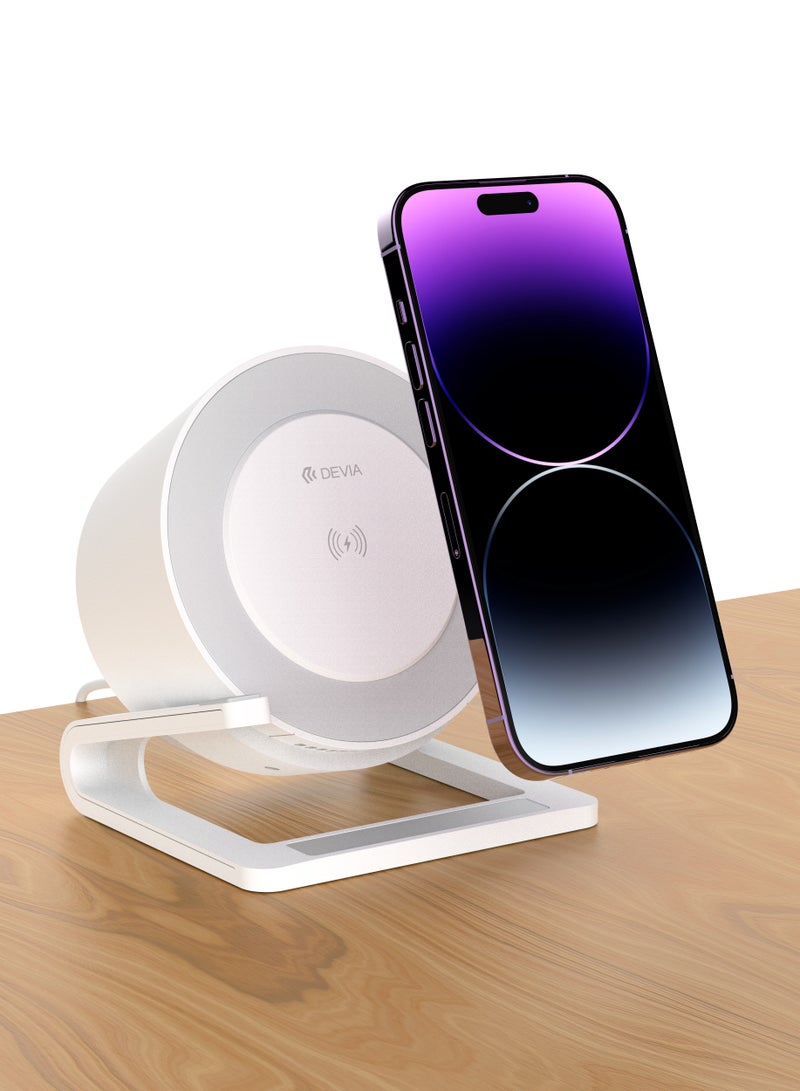 ديفيا مكبر صوت للشحن اللاسلكي لسطح المكتب بقوة 15 واط مصباح ليلي من ديفيا يتميز المكبر بمصباح ليلي مدمج، مما يتيح لك إضاءة غرفة نومك أو مكتبك بشكل مريح - Image 5