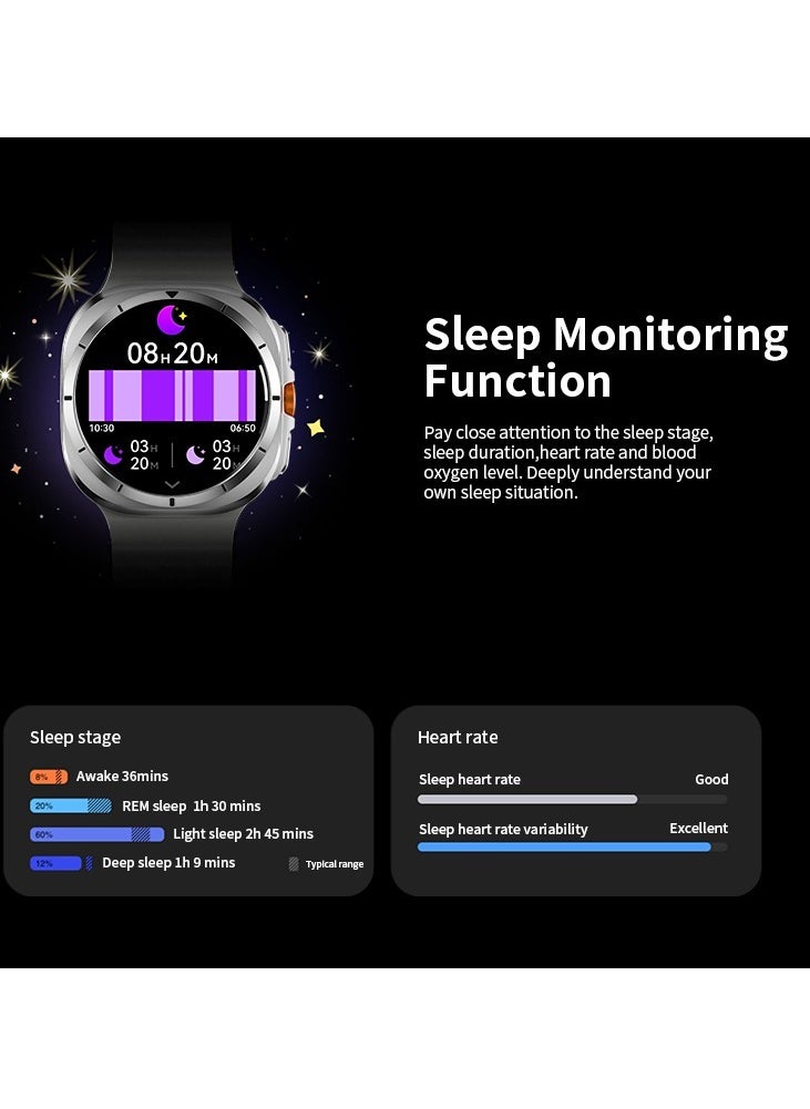 AROAQ - W7 AI Smart Watch Ultra, Rugged Design IP68 Waterproof Blood Oxygen Monitoring Watch, Amoled Screen Display Sleep Monitoring Fitness Watch With 100 Plus Exercise Modes, (Black) - Image 1