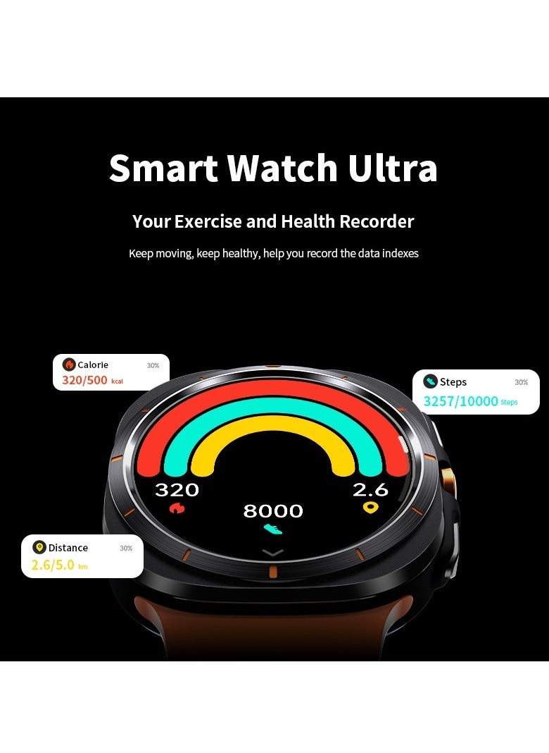 AROAQ - W7 AI Smart Watch Ultra, Rugged Design IP68 Waterproof Blood Oxygen Monitoring Watch, Amoled Screen Display Sleep Monitoring Fitness Watch With 100 Plus Exercise Modes, (Black) - Image 1