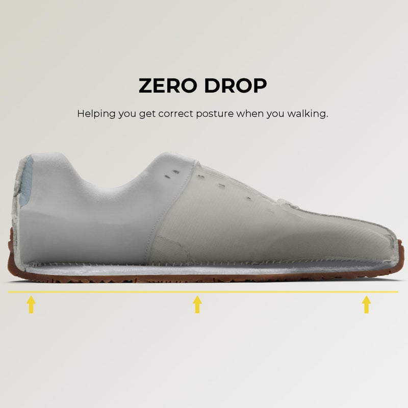 AIRHAS Womens Wide Toe Box Barefoot Shoes Fashion Zero Drop Sneakers for Women Walking Vegan Leather Minimalist Shoes(White/Grey,8.5) - Image 4
