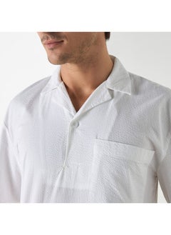 Iconic Iconic Textured Camp Collar Shirt with Short Sleeves and Pocket  - Image 4