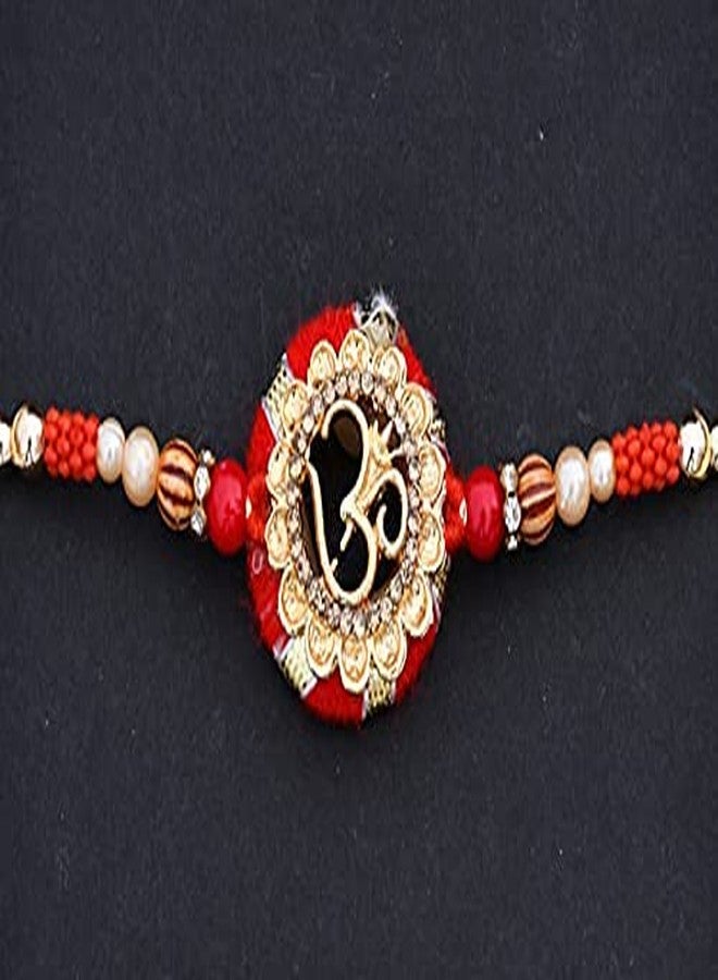 Natali Traders Om Rakhi for Bhai with Greeting Card and Roli Chawal Chopra - Religious Rakhi for Elder Brother, Bhaiya - Raksha Bandhan Gift - Image 2