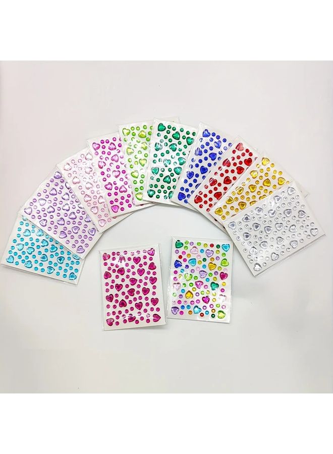 2 Pcs Yellow 3D Heart Stickers Adhesive Shiny Rhinestone Gems for DIY Decor - Image 5