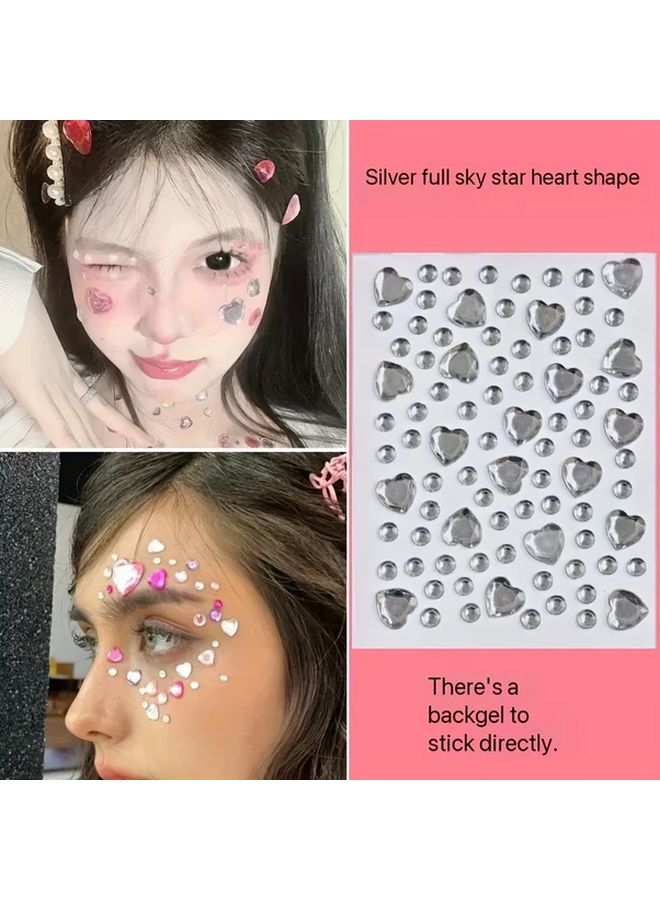 2 Pcs Yellow 3D Heart Stickers Adhesive Shiny Rhinestone Gems for DIY Decor - Image 2