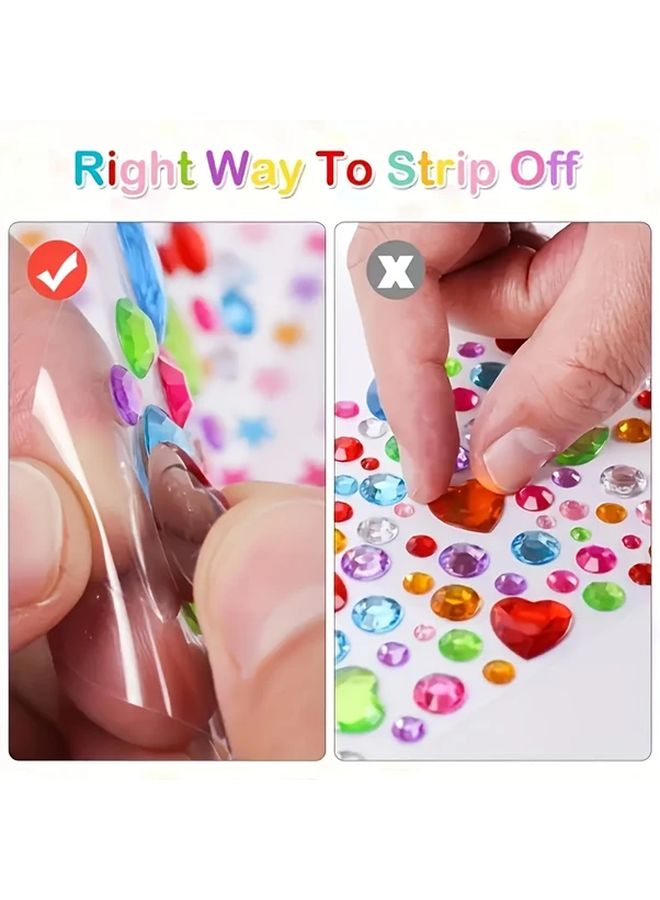 2 Pcs Yellow 3D Heart Stickers Adhesive Shiny Rhinestone Gems for DIY Decor - Image 3