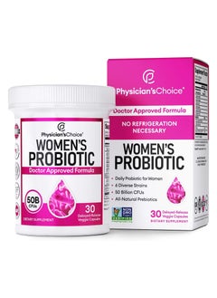 Physician's CHOICE Women's Probiotics, Daily Probiotic for Women, 6 Diverse Strains, 50 Billion CFUs, All-Natural Prebiotics, 30 Delayed-Release Veggie Capsules, Dietary Supplement 