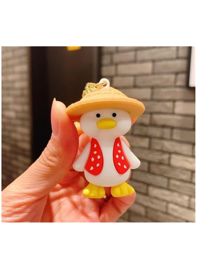 SYOSI Duck Keychain Cartoon Anime Key Ring Happy With Straw Hat Cute Bag Car Pendant Chains for Women Men Friends - Image 4