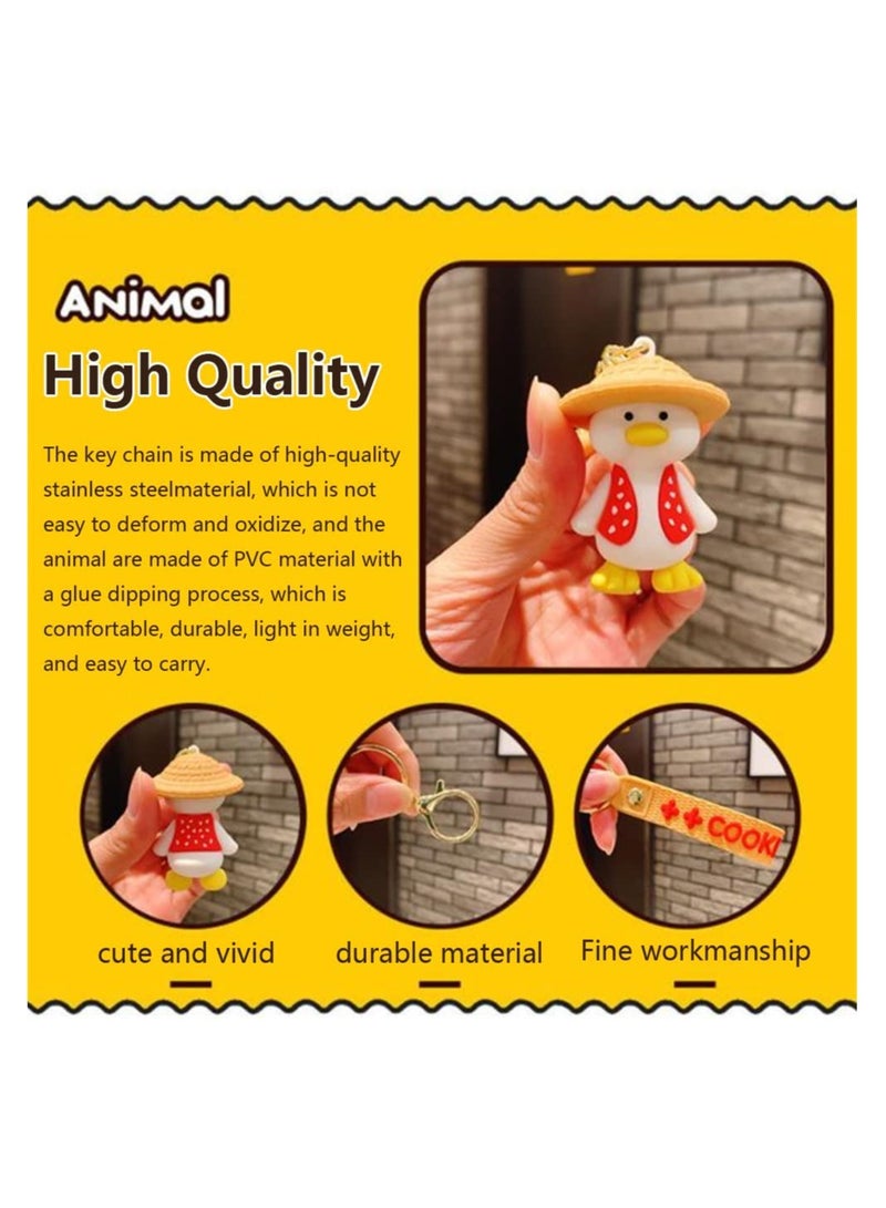 SYOSI Duck Keychain Cartoon Anime Key Ring Happy With Straw Hat Cute Bag Car Pendant Chains for Women Men Friends - Image 2