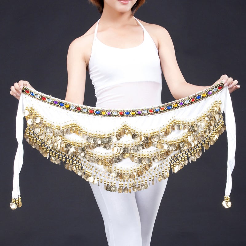 Belly Dance Sequined Waist Chain White