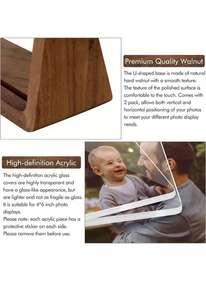 4x6 Inch Wood Photo Frame Horizontal With Walnut Base And Break Free Acrylic Cover For Desktop Display - Image 2