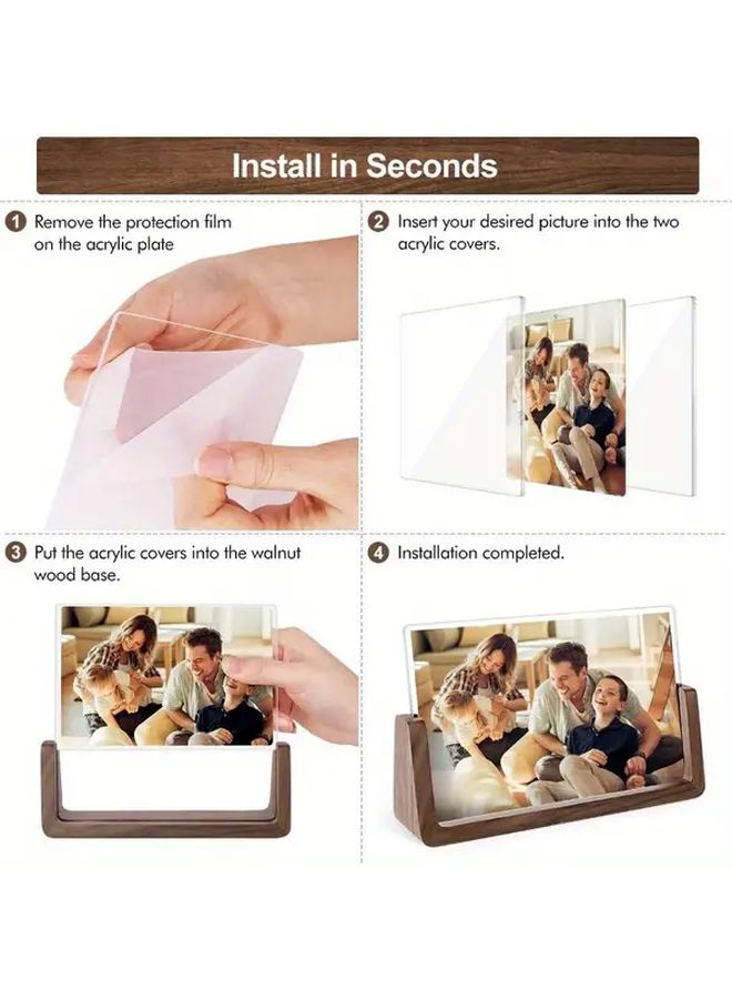 4x6 Inch Wood Photo Frame Horizontal With Walnut Base And Break Free Acrylic Cover For Desktop Display - Image 4