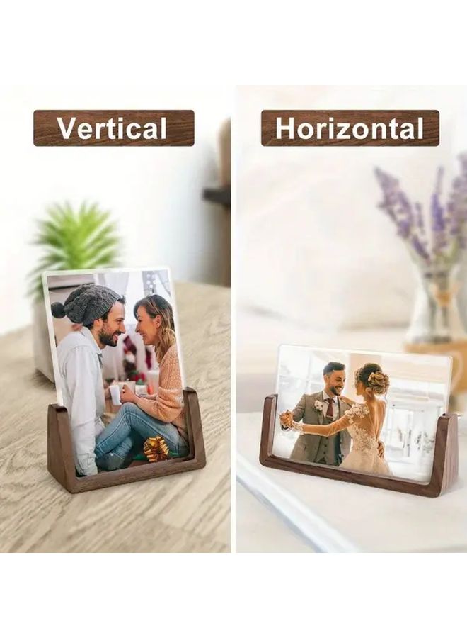 4x6 Inch Wood Photo Frame Horizontal With Walnut Base And Break Free Acrylic Cover For Desktop Display - Image 5