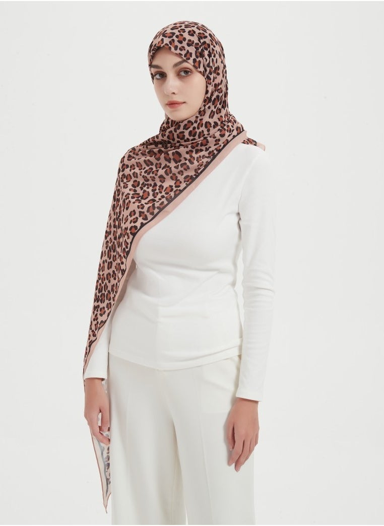 ShineShe - Elegant Ladies Fashion Scarf Leopard Printed Long Chiffon Headscarf - Image 1