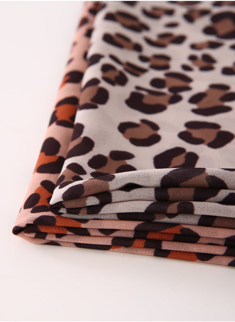ShineShe - Elegant Ladies Fashion Scarf Leopard Printed Long Chiffon Headscarf - Image 1
