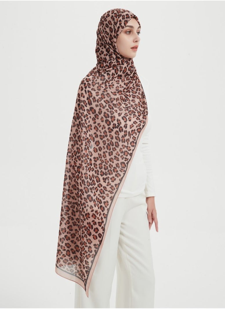 ShineShe - Elegant Ladies Fashion Scarf Leopard Printed Long Chiffon Headscarf - Image 1
