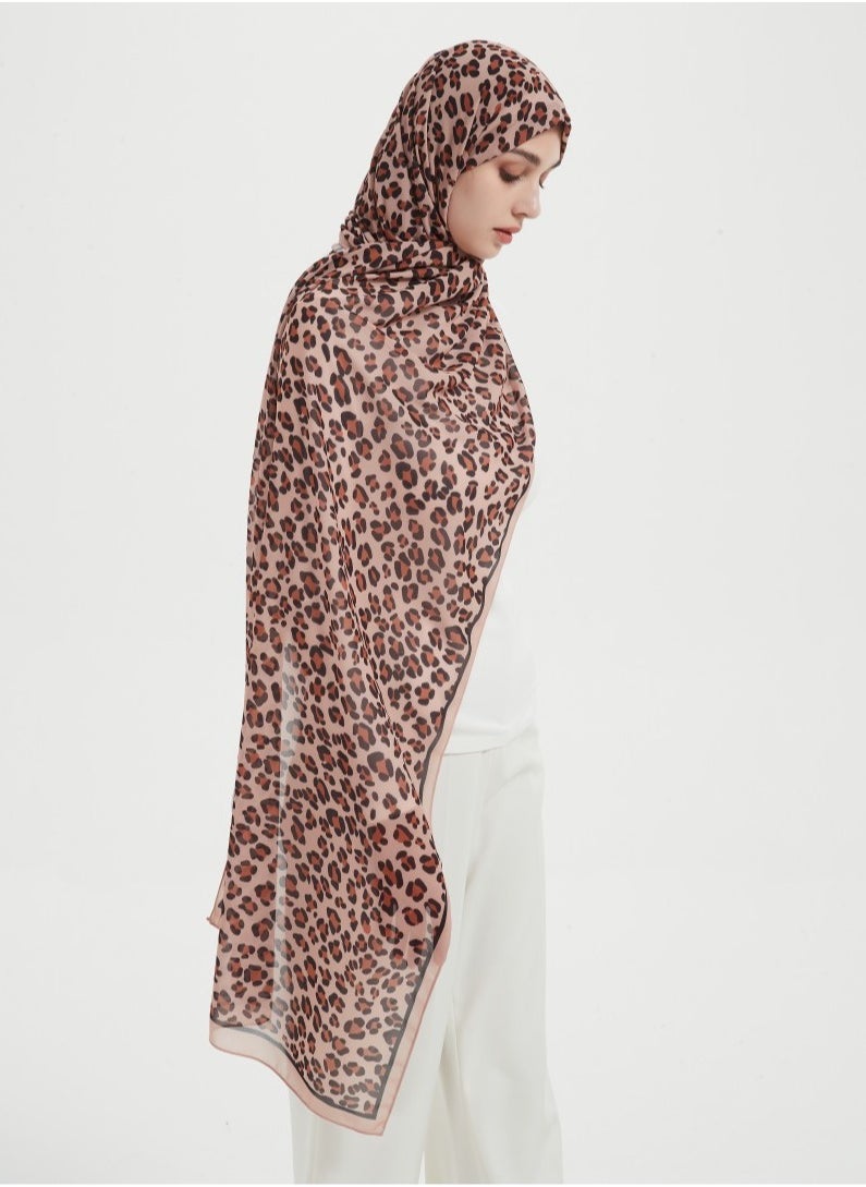 ShineShe - Elegant Ladies Fashion Scarf Leopard Printed Long Chiffon Headscarf - Image 1