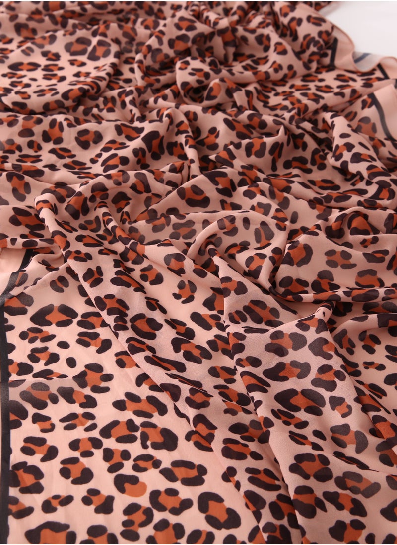 ShineShe - Elegant Ladies Fashion Scarf Leopard Printed Long Chiffon Headscarf - Image 1