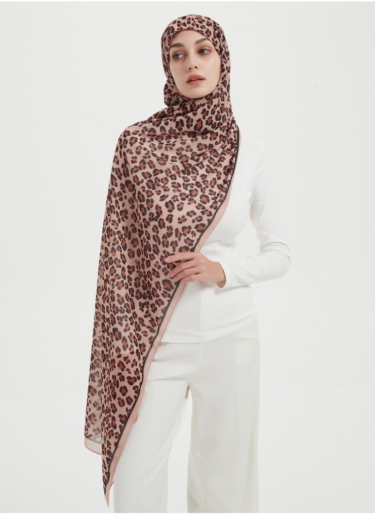 ShineShe - Elegant Ladies Fashion Scarf Leopard Printed Long Chiffon Headscarf - Image 1