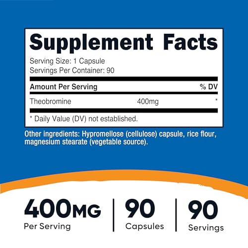 Nutricost Theobromine 400mg 90 Vegetarian Capsules Gluten Free NonGMO - Image 5