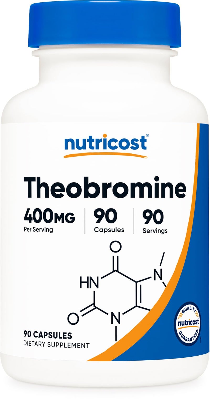 Nutricost Theobromine 400mg 90 Vegetarian Capsules Gluten Free NonGMO - Image 3