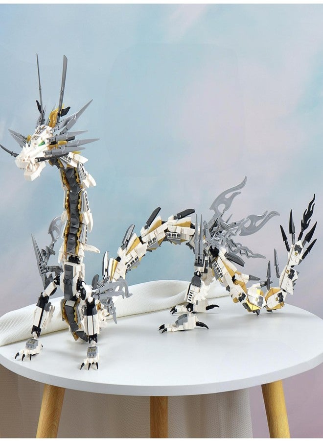 HIGH GODO Dragon Building Blocks Sets for Adults, White Mechanical Dragon Animal Building Model Collectible Display Toys, Cool Creative Gifts for Boys Teens Fans (1485 Pieces) - Image 1