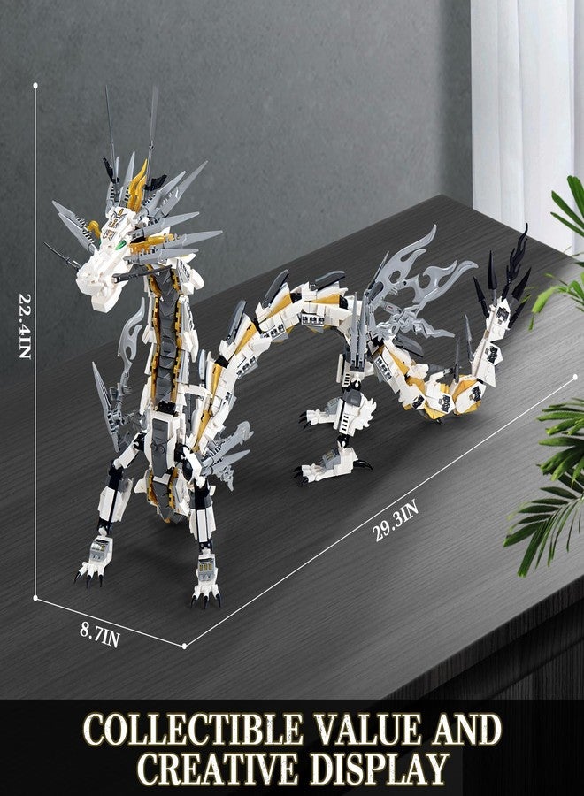HIGH GODO Dragon Building Blocks Sets for Adults, White Mechanical Dragon Animal Building Model Collectible Display Toys, Cool Creative Gifts for Boys Teens Fans (1485 Pieces) - Image 5