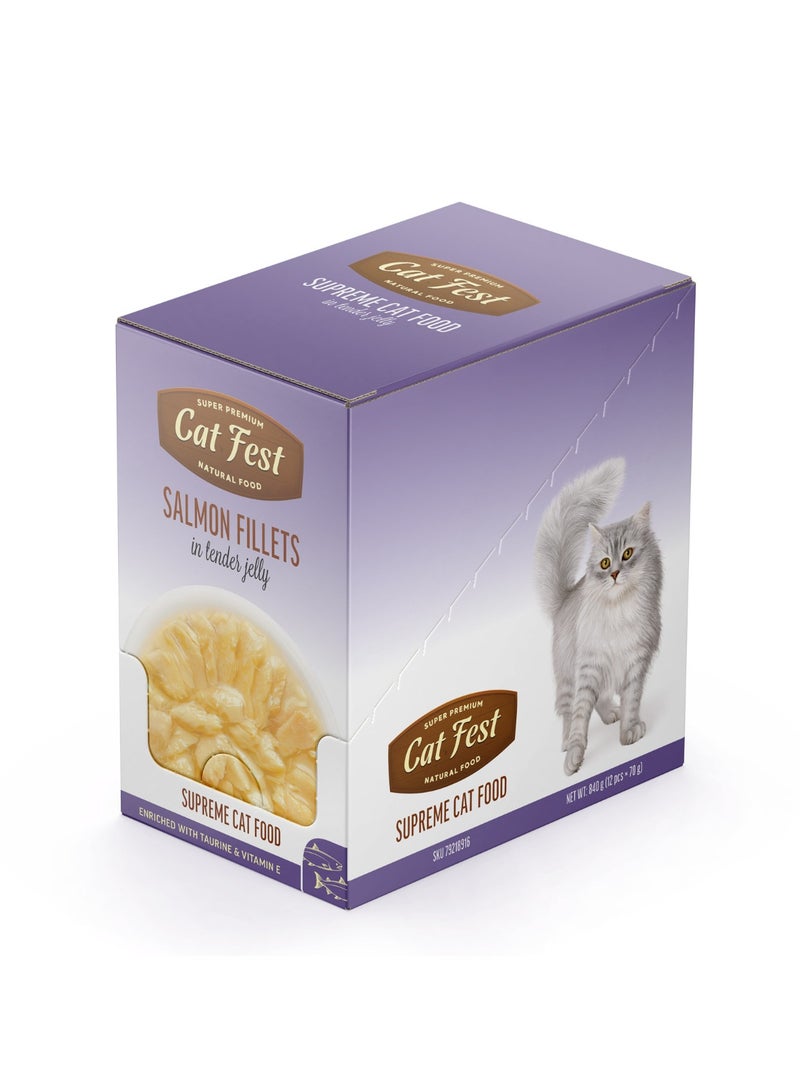 Cat Fest CatFest Salmon Fillets in Tender Jelly, Natural Wet Cat Food, High Protein, Grain-Free, 70g Pouch  - Image 3