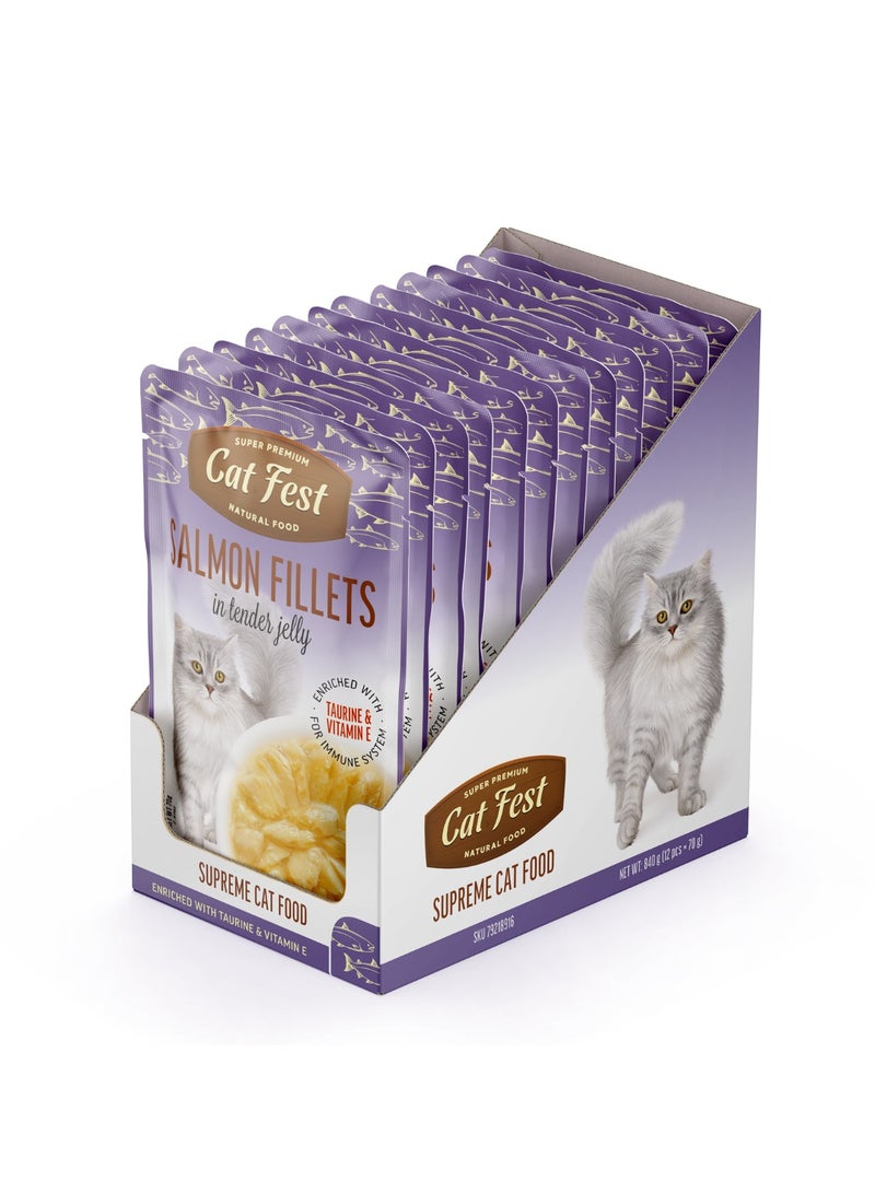 Cat Fest CatFest Salmon Fillets in Tender Jelly, Natural Wet Cat Food, High Protein, Grain-Free, 70g Pouch  - Image 4