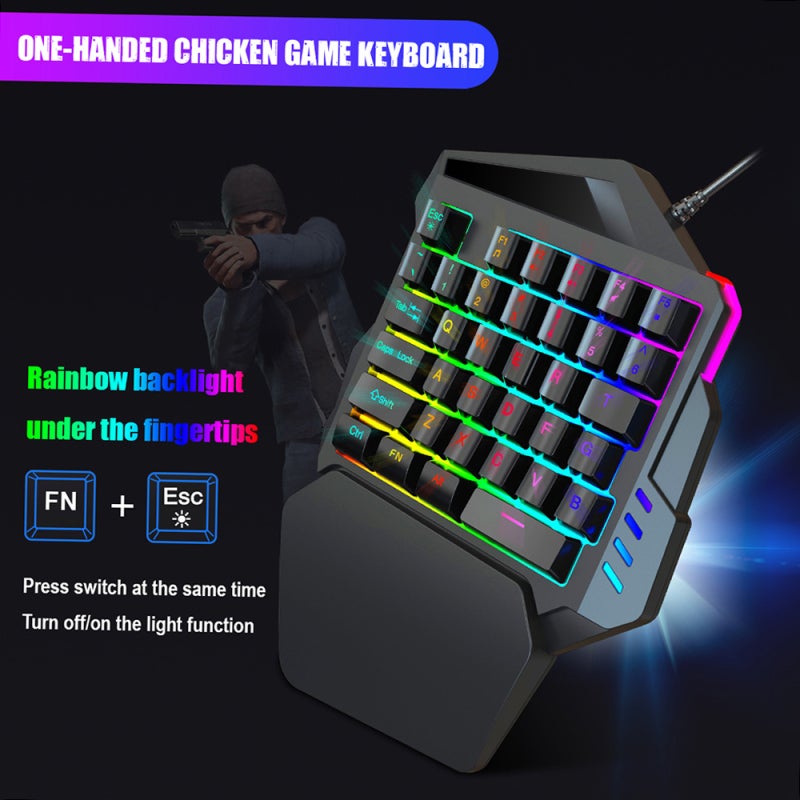 Gaming Accessories: Black Gaming Mouse With 800/1600/3200/6400 Adjustable DPI + Light Mode Switching - Black Gaming Keyboard With Rainbow LED Dynamic Effects For Gaming Atmosphere - Image 5