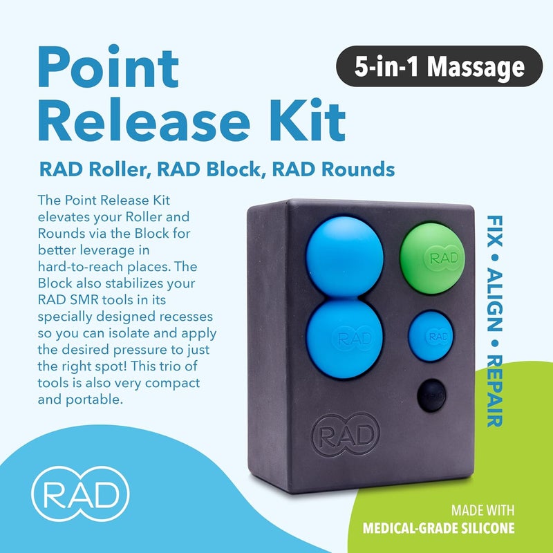 RAD Point Release Kit  5in1 Massage Tool Kit with Block Massage Balls and Peanut Roller for Self Massage Mobility and Recovery - Image 2