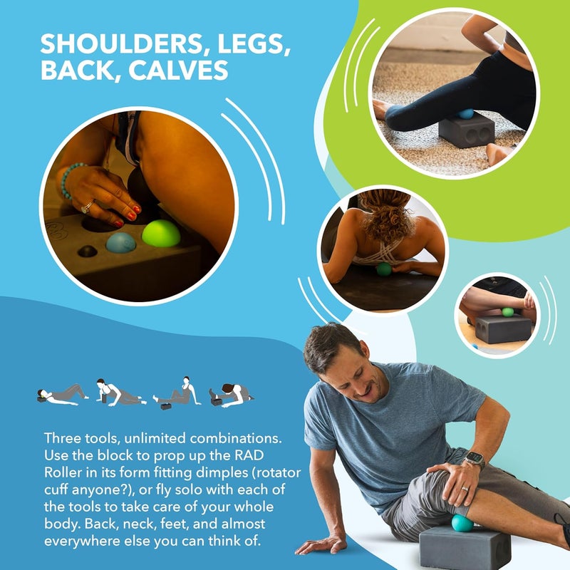 RAD Point Release Kit  5in1 Massage Tool Kit with Block Massage Balls and Peanut Roller for Self Massage Mobility and Recovery - Image 3