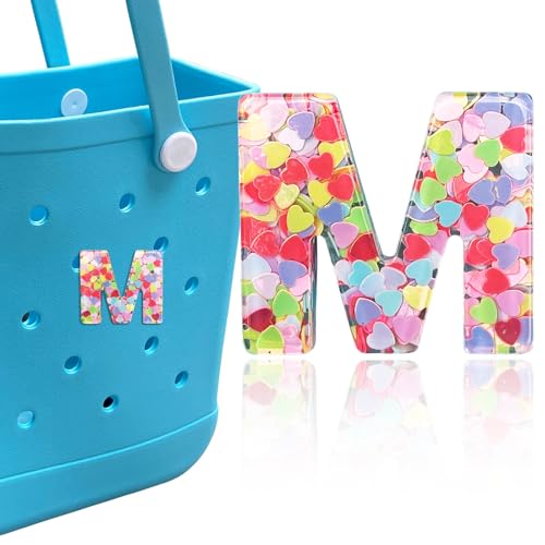 HLUWA Letter Charms for Bogg and Simply Southern Bags - Alphabet Sequin Lettering Accessories, Insert Decorative Letters for Handbag Beach Tote (M) - Image 1