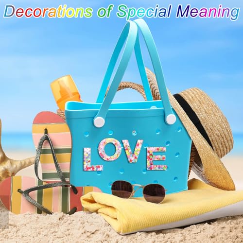 HLUWA Letter Charms for Bogg and Simply Southern Bags - Alphabet Sequin Lettering Accessories, Insert Decorative Letters for Handbag Beach Tote (M) - Image 3
