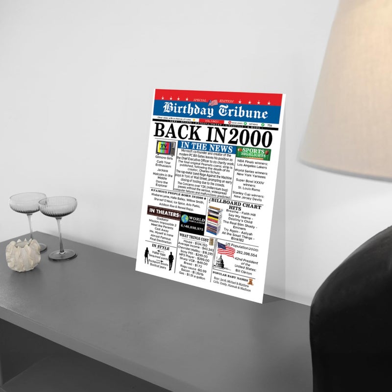 Stuff4 25th Birthday Poster Unframed - Back In 2000 Newspaper - Happy 25th Birthday Gifts for Men Women Vintage Retro Born In 2000  8x10 Inch Twenty-Five Twenty-Fifth Bday Party Decor Decoration - Image 1