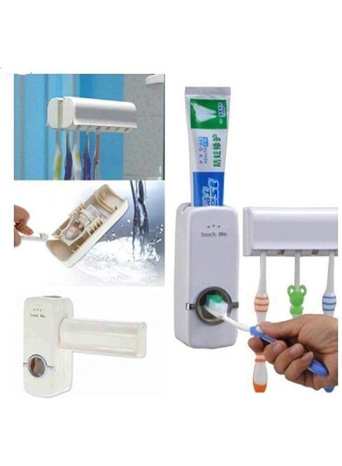 CREATIVE Home Automatic Toothpaste Dispenser Toothbrush Holder Bathroom Products Wall Mount Rack Bath Set Toothpaste Squeezers White  - Image 5