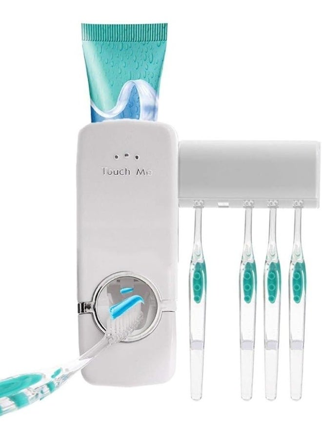 CREATIVE Home Automatic Toothpaste Dispenser Toothbrush Holder Bathroom Products Wall Mount Rack Bath Set Toothpaste Squeezers White  - Image 4