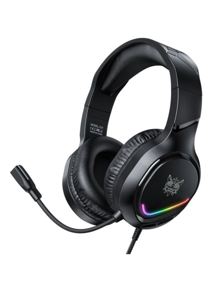 onikuma Gaming Headphone Wired Headset – RGB Colorful Lighting, High Fidelity Sound, Noise-Canceling Microphone for Immersive Gaming - ONIKUMA X31  - Image 1