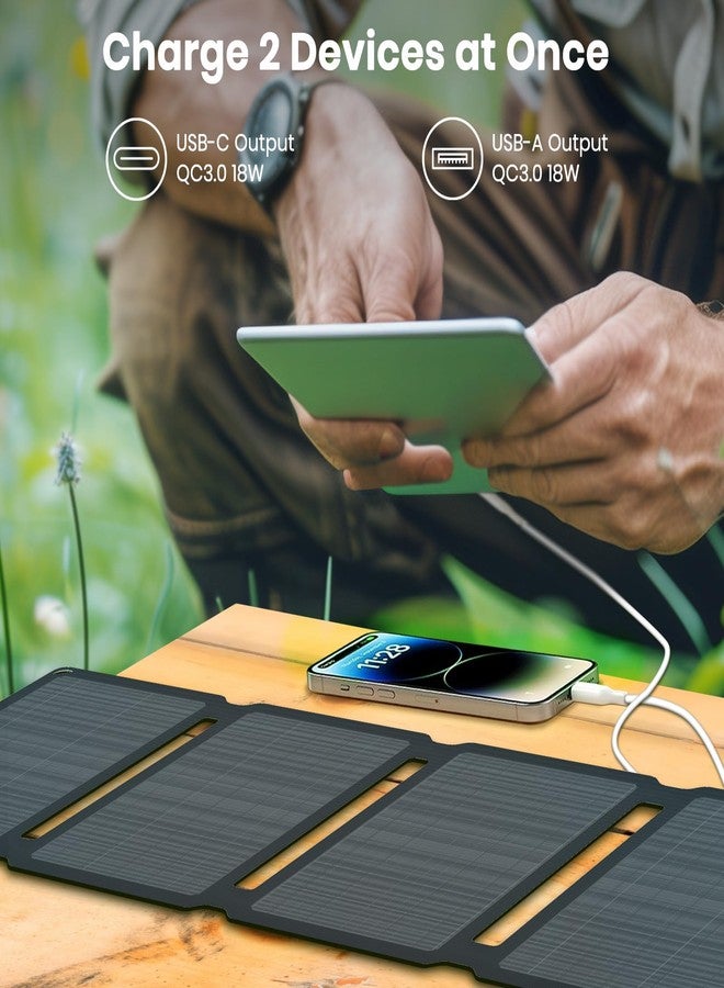 FlexSolar 30W Portable Solar Panel Chargers QC3.0 18W USB-A USB-C Output Foldable Small Power Emergency ETFE Panels IP67 Waterproof Camping Backpacking Hiking for Cell Phone Power Banks Flashlight - Image 4