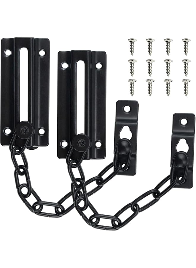 promass Door Chain Lock, 2 Pack Chain Door Guard with Lock, Stainless Steel Door Latch with 12 Screws, Thickened Sturdy Door Latches Lock for Inside Door, Front Door, Pets Kids Safety - Image 1