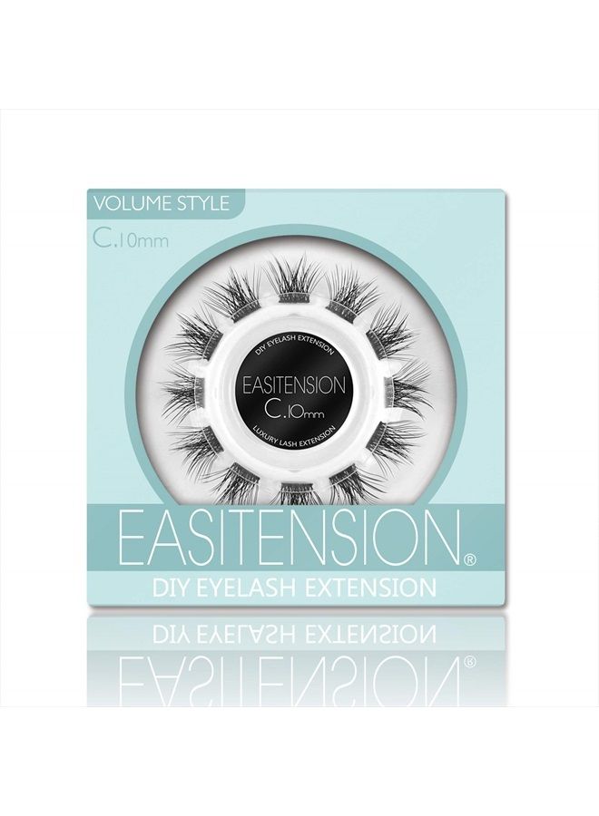 EASITENSION DIY Eyelash Extension, 3D Effect Individual Glue Bonded Lash Clusters Volume Lashes Set, Home Eyelash Extension, D curl Lashes Pack (10MM-Volume) - Image 1