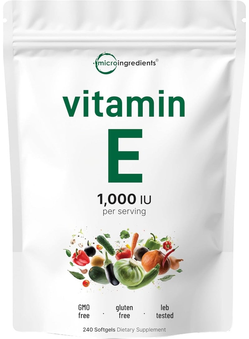 Micro Ingredients فيتامين E 1000 وحدة دولية، 240 كبسولة لينة - Image 1