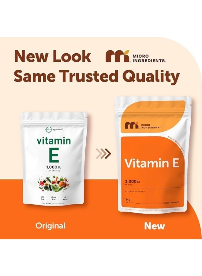 Micro Ingredients Vitamin E 1000 IU Softgels, 240 Count - Support Healthy Skin & Longevity Packaging May Vary - Image 5